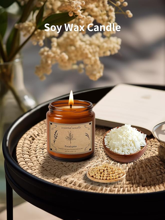 Home Scented Candles, 16oz Large Jar Scented Candle – Eucalyptus Soy Wax Candle with 100 Hour Burn Time, Long Lasting Aromatherapy Candle for Stress Relief, Fresh Home Fragrance & Spa Gifts