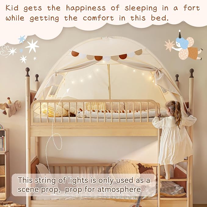 Sherilyn Twin Size Bed Canopy Bed Tents Dream Tent on Bed Privacy Space Blackout Sleeping Tents Indoor Breathable Portable Cottage Drafty Room Floor Bed Tents