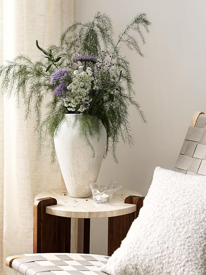 Large White Ceramic Vase,11.8 Inch Tall Floor Vase for Farmhouse Centerpieces, Rustic Living Room, Wedding & Home Decor