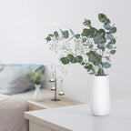 D'vine Dev 8 Inch Textured White Elegant Oval Ceramic Vase for Flowers, Home Décor Vase with Design Box, VS-LD-A-1