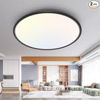 1PACK LED Flush Mount Ceiling Light Fixture, 3000K-4500K-6000K & 150W Equivalent Modern Kitchen Ceiling Lamp 36W 3600Lm 16 Inch Closet Round Surface for Bathroom Laundry Bedroom Hallway, Black