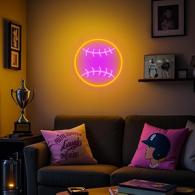Softball Neon Sign - Dimmable Sport Wall Decor With USB Power, Softball Gifts for Girls 8-12, LED Neon Lights for Girls Cave College Dorm Softball Fan Accessories Stuff
