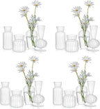 Mini Glass Vases for Centerpieces - Hewory Small Clear Bud Vase in Bulk, Cute Flower Vases Set for Wedding, Home Decoration, Table Decor (Clear, 16)