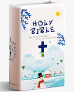 Bible Blessings Winter Flower Vase - Modern Ceramic Book-Shaped Vase for Flowers - Christian Desk Decor for Prayer Room, Dining Table, Coffee Table, Entryway, Religious Gifts (Sky Blue Winter, XL)