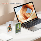 2x3 Small Picture Frame,Discreet Magnetic Wallet-Size Mini Acrylic Frames, Stereoscopic Effect, Compatible with Instant Film Photos,Freestanding Tabletop Display (4, 2X3 inch vertical)