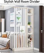 Wall Room Divider, Storage Cabinet Storage Display with Shelves, Modern Freestanding Wood Room Divider Screen, Wall Privacy Screens for Home Decorative (Beige+White,39.5" L x 9.5" W x 79.5" H)