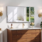 Beveled Bathroom Mirror, 24x40 Large Frameless Mirrors for Over Sink, Upgraded Shatterproof Beveled Frameless Vanity Mirror for Bathroom,Bedroom,Living Room and Entryway