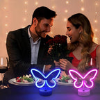 BRIGHTDECK 2 Pack Butterfly Neon Signs, LED Pink Butterfly Sign Battery or USB Powered Decoration Lamp, Neon Lights Heart Decor for Valentines Day, Bedroom, Wedding, Party, Pink Room Decor