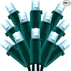 200 Count Cool White Wide Angle LED Christmas Lights, 66 ft Green Wire UL Certified Commercial Grade 5mm Holiday String Light Set (Cool White)