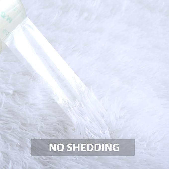 White Rug 5x8 for Living Room: White Fluffy Area Rugs for Bedroom-White Shag Area Rug,Indoor Ultra Soft Fluffy Plush Carpet for Living Room,Bedroom (5x8 Feet, White)