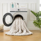 Ultra Soft Chunky Knit Blanket Throw -50x60 Hand Knitted Warm Chenille Throw Blanket, Home Decor Soft Thick Yarn Cable Knit Blanket Breathable Fleece Banket Christmas for Couch Bed Sofa Best GIF Gift