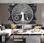 FORATER Tree of Life Tapestry Wall Hanging, Sun and Moon Aesthetic Wall Tapestry Black and White Tapestries Home Decor for Living Room Bedroom(61 x 82 Inch, Black and White)