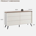 RedLemon 6 Drawers Dresser for Bedroom, 54'' Wide Mid Century Modern Wood Fluted Double Dresser, Chest of Drawers with Tapered Leg for Bedroom, Living Room, Hallway, Closet, Antuique White