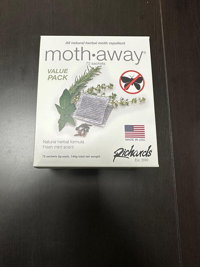 Richards Homewares Moth Away Sachets - 72 Pack (White) (6 Sets of 12 Sachets) - Fresh Mint Scent