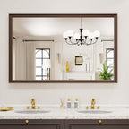 WEER Retro Copper Bathroom Mirror, 48x30 Inch Bronze Oil Rubbed Framed Mirror, Rectangle Classic Vintage Framed Wall Mirror, Farmhouse Vanity Mirror, Tempered Glass, Vertically or Horizontally