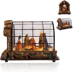 VCUTEKA Christmas Village Collectible Building, Animated Christmas Village Greenhouse Musical Village Perfect Addition to Your Xmas Indoor Decorations or Holiday Displays, Brown