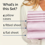 King Sheets Set 6 Piece - Includes 4 Pillowcases - Bed Sheets King Size - Soft Hotel Luxury Bedding - Cooling, Comfy, Cozy & Breathable - 1 Flat & 1 Fitted & 4 Pillowcases w/ Deep Pockets - Light Pink