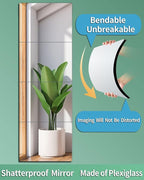 Shatterproof Wall Mirror Full Length for Bedroom, Acrylic Gym Mirrors For Home, Extra Thick: 0.1 inch, 10 x 10 inch x 4 Pcs, Workout Mirrors Safe for Kids, Over The Door, Long Wall Mounted