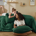 Litanika Dark Emerald Green Twin/Twin XL Comforter Set, 2 Pieces Solid Forest Bedding Set, All Season Fluffy Bed Set (66x90In Comforter & 1 Pillowcase)