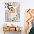 Abstract Boho Tapestry, Mid Century Tropical Tree Leaves Modern Geometric Arch Bohemian Botanical Tapestry, Home Aesthetic Wall Hanging Art Decor for Living Room Bedroom Dormitory 40x60 Inch