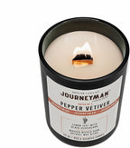 Journeyman Collection Candle, 15oz, Wooden Wick, Pepper Vetiver, Large Painted Jar