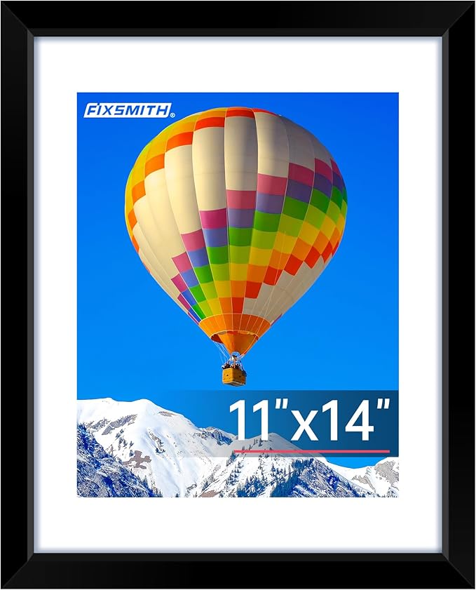 FIXSMITH 11x14 Picture Frame, Black Photo Frame with HD Plexiglass, Display Pictures 8x10 with Mat or 11x14 Without Mat, Picture Frames Collage for Wall Display, 1 Pack