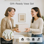 BEAHOT Ceramic Vases Set of 6, White Contemporary Decorative Flower Vases, Modern Design for Living Room