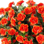 Ivydale Artificial Faux Fall Flowers Plants for Outdoor Outside, Fake Silk Orange Camellia UV Resistant Look Real for Autumn Planter Porch Patio Balcony Garden Yard Decoration, 3 Large Bundles