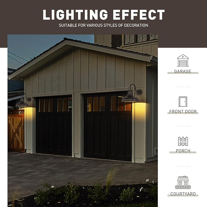 zeyu 2 Pack Gooseneck Barn Lights Outdoor, Outdoor Wall Sconces for Porch Patio, 18" Farmhouse barn Lights in Oil Rubbed Bronze Finish, 016-1BL-2 ORB