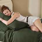 Litanika Dark Olive Green Twin/Twin XL Comforter Set, 2 Pieces Solid Bedding Comforter Set, All Season Fluffy Bed Set (66x90In Comforter & 1 Pillowcase)