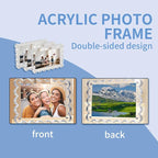 3-Pack 5x7 Acrylic Magnetic Picture Frames – Clear Lucite Block Frame with Scalloped Edges, Double-Sided UV-Protected Acrylic Photo Display for Desktop