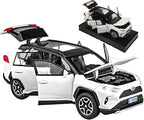 Model Car Compatible 1/32 RAV4 Toy Car Alloy Diecast Collectible Model with Light and Sound Toy Vehicle for Boys Kids Toddler Gift White Car