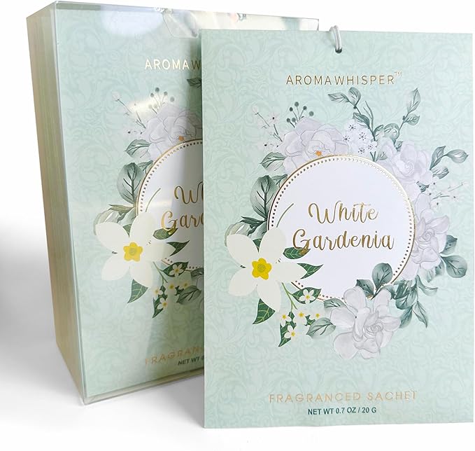 White Gardenia Large Scented Sachets - 8 Pack, Long-Lasting Home Fragrance Sachet Bags, Extra Large Fresh-Scented Packets, Sachets for Drawer and Closet