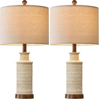 BOBOMOMO 24'' Farmhouse Table Lamp Set of 2 for Bedroom Living Room Vintage Rustic Traditional Nightstand Bedside Lamps