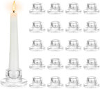 Hewory Glass Taper Candle Holders: 20 PCS Candlestick Holders Clear Short Tapered Candle Holder Set - Candle Stick Holder Decor for Table Centerpiece Wedding Party Advent Christmas Home Decorations