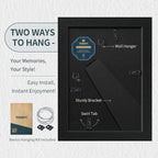 5x7 Picture Frame 3 Pack - Black Woodgrain, Solid Wood & HD Tempered Glass, Table Display or Wall Hanging