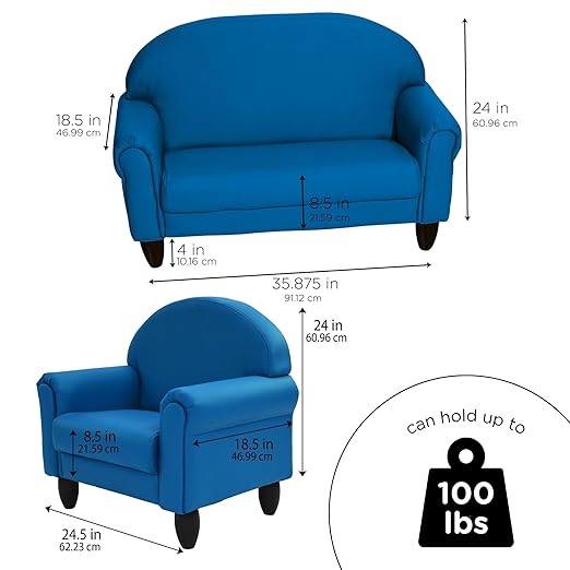 Children's Factory As We Grow Chair and Couch, Flexible Seating for Daycare or Preschool, Kids Reading Couch, Playroom Furniture, Deep Water