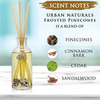 Urban Naturals Frosted Pinecones Holiday Scented Reed Diffuser Oil Gift Set | Pine, Cinnamon, Clove, Cedar Wood, Sandalwood and Vanilla Bean Scent Notes - 3.75 Ounces - Vegan - Made in The USA