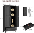 75" Kitchen Pantry Cabinet with Drawer, Metal Storage Cabinets with Doors and Adjustable Shelves, Black Tall Pantry Cabinet for Dinning Living Room, Home Office