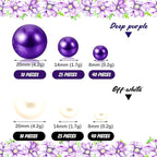 Purple White Vase Filler | 150PCS Pearls Bead for Centerpieces Vases | 8/14/20 mm No Hole Beads, Fake Pearls for Wedding Birthday Theme Party Table Centerpieces Decor