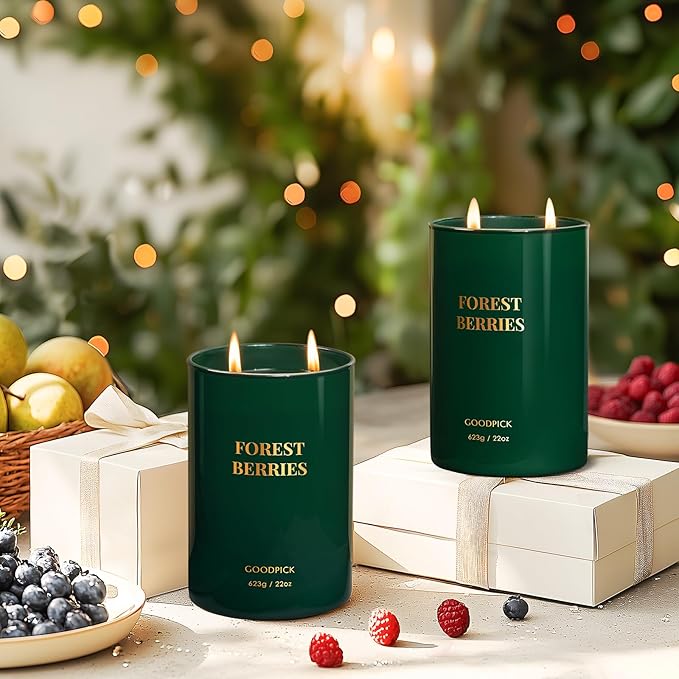 Goodpick Forest Berries Candles, Scented Candles for Home, 22oz Soy Wax, Long Burning 120hrs, Juicy Fruity Living Room Gift