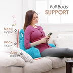 Nestl Reading Pillow for Kids, Small Bed Pillow, Back Pillow for Sitting in Bed, Memory Foam Chair Pillow, Reading & Bed Rest Pillows, Bright Blue Back Pillow for Bed, Arm Pillow with Pockets