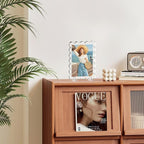 3 Pack Acrylic Picture Frames, 4x6 Magnetic Photo Frame with Stands, Double Sided Clear Picture Frame,10+10mm Thickness Scalloped Photo Frames for Home Office Decor Table Top Display