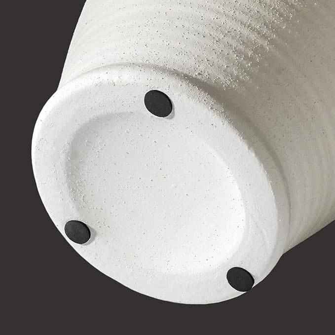 Sunddo White Ceramic Vase for Home Decor, 8 inch Farmhouse Flower Vase with 2 Handles, Rustic Boho Pottery for Room Decor Aesthetic, Bathroom Table Fireplace Decorative