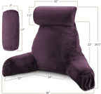 Nestl Reading Pillow Large Bed Pillow, Back Pillow for Sitting in Bed Shredded Memory Foam Chair Pillow, Reading & Bed Rest Pillows Purple Back Pillow for Bed, Bed Chair Arm Pillow with Pockets