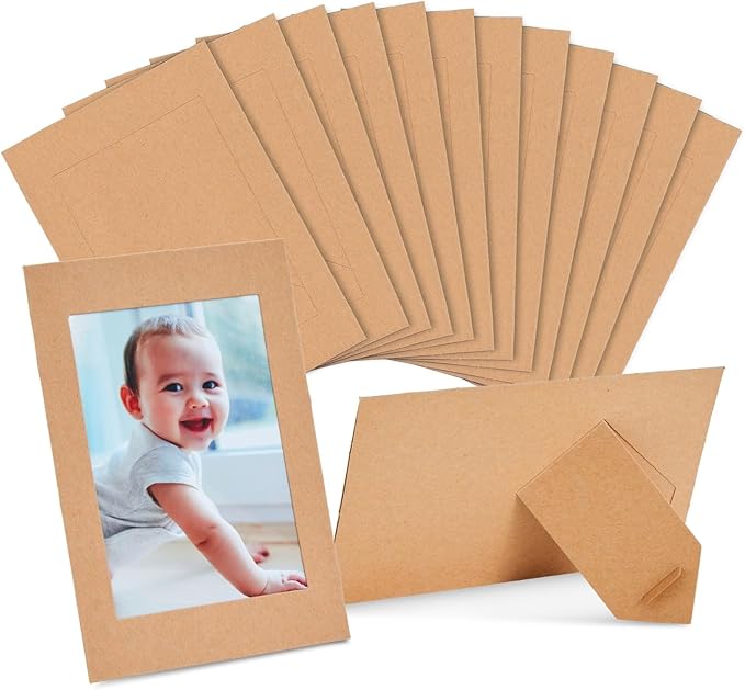Juvale Brown Paper Frames - 4 x 6 in, 50 Pack, Classic - DIY Photo Frame Kit with Cardboard Easel Back for Tabletop Display & Bulk Craft Projects