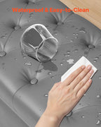 VEVOR Button-Tufted Storage Ottoman Bench, PU Leather Bench with Storage and Solid Wood Legs, Modern Shoe Benches Seat for Entryway, Upholstered End of Bed Benches for Living Room, Dining Room, Gray