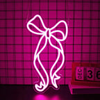 Bow Neon Sign, Neon Signs for Wall Decor Neon Pink Ribbon Bow LED Signs Room Neon Light Up Signs Home Decor for Bedroom Club Party Bar Shop USB Operated
