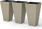 Outsunny Tall Planters for Outdoor Plants Set of 3, 28 in Taper Planters with Drainage Holes, Indoor Grande Plant Pots, Front Porch Decor, Grey