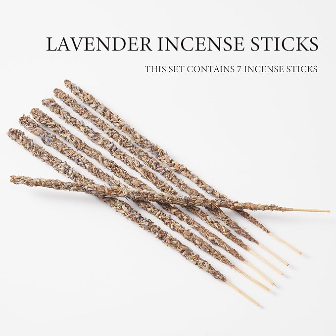 Lavender Incense Sticks – 7 Natural Incense Sticks for Meditation, Spiritual Use and Stress Relief Gifts, Handmade for Air Purification